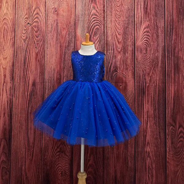 Sequin Knee Length Pearl Tulle Wedding Flower Girl Dress Birthday Summer