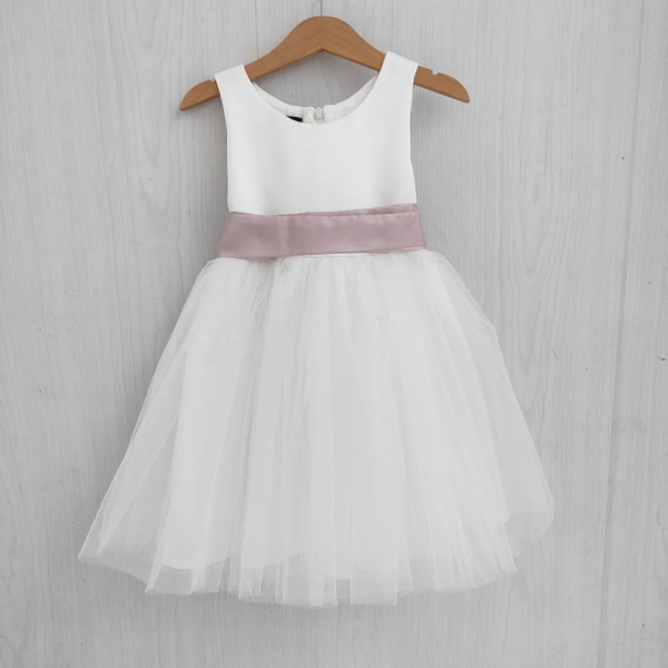 Ivory Flower Girl Dress with Removable Sash