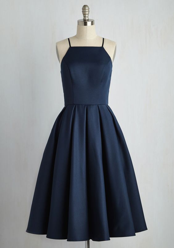 Tea Length Navy Blue Formal Occasion Dress on Luulla