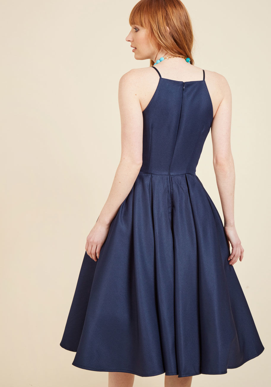 Tea Length Navy Blue Formal Occasion Dress on Luulla