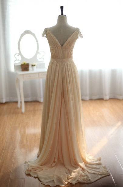 Jewel Cap Sleeve Chiffon Knee-length Dress Dusk main image 1