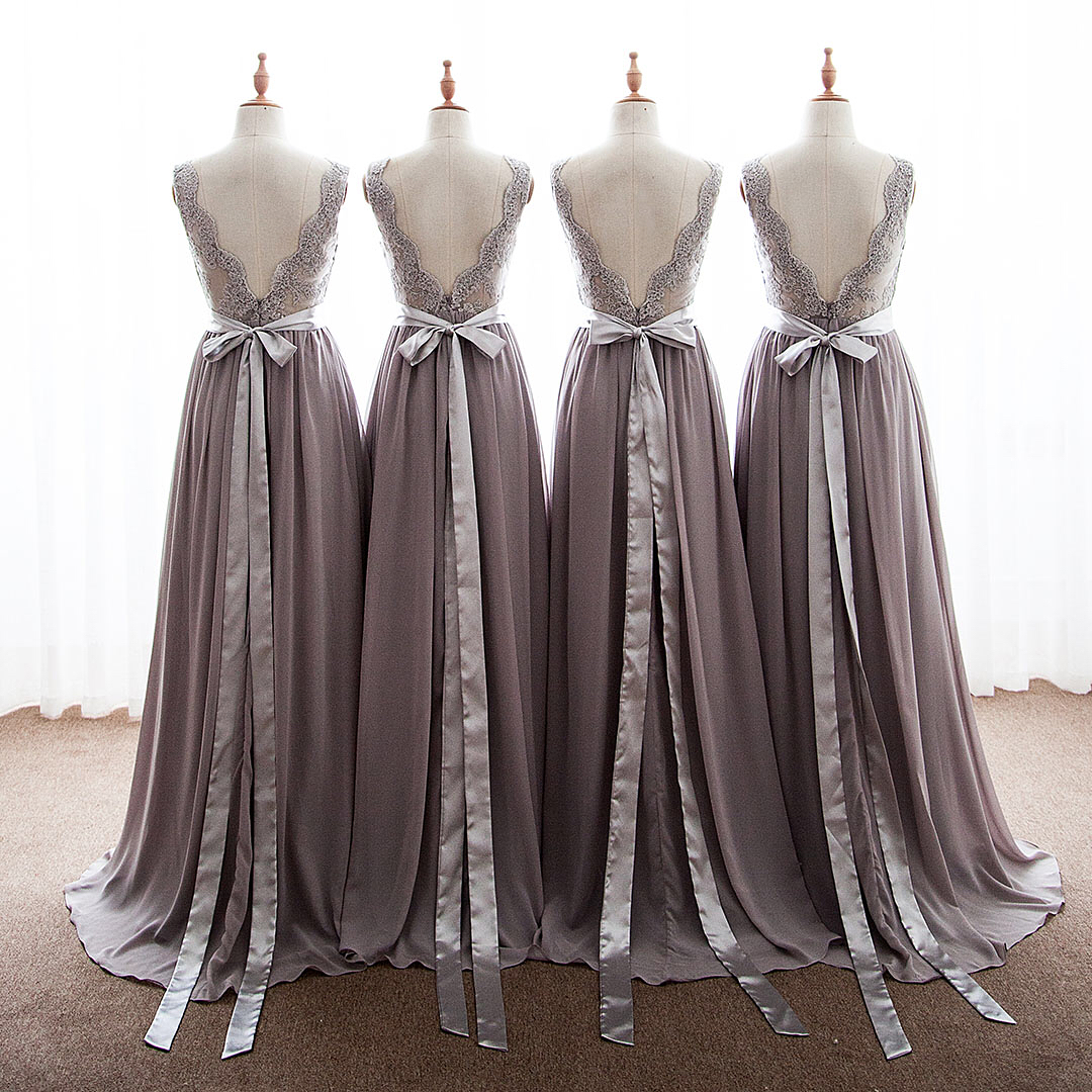 Long Gray Bridesmaid Dress on Luulla