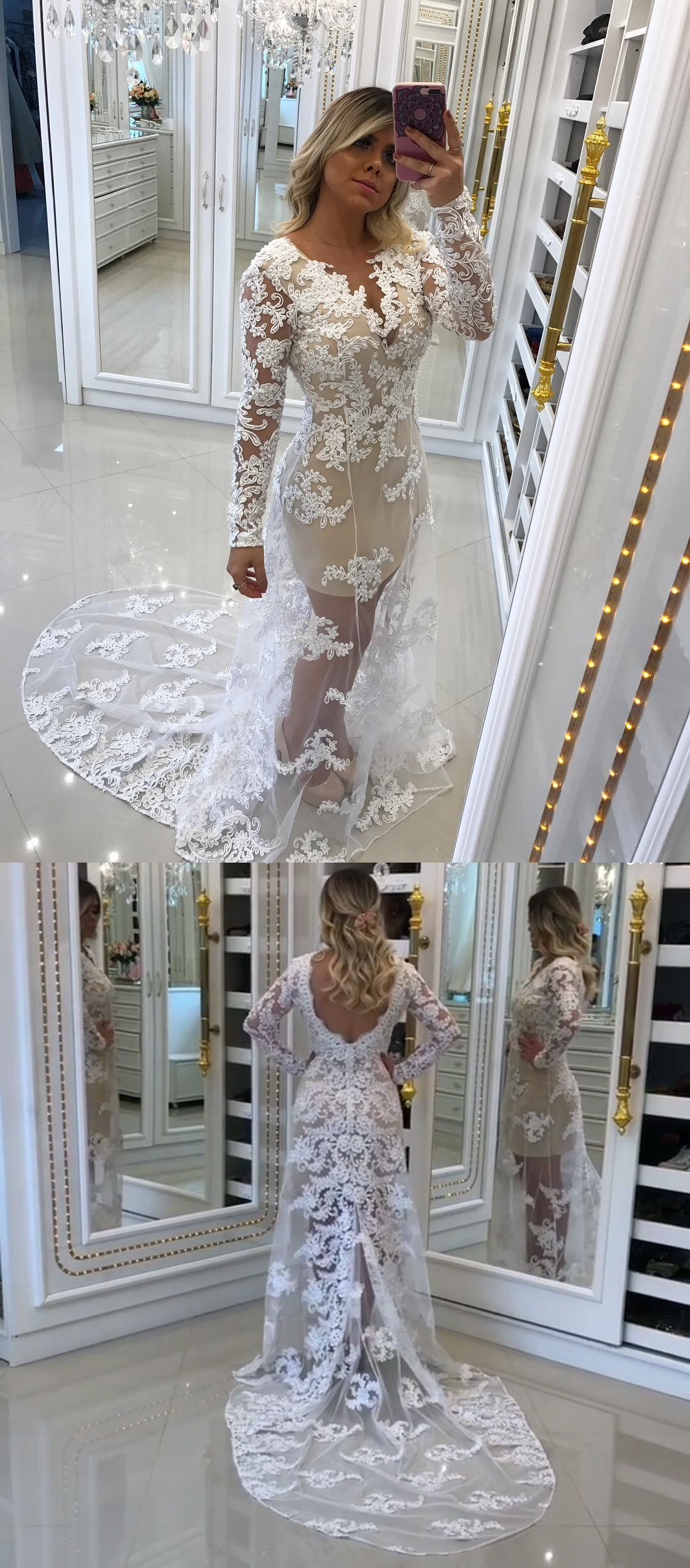 Long Sleeves Prom Dress With Open Back on Luulla