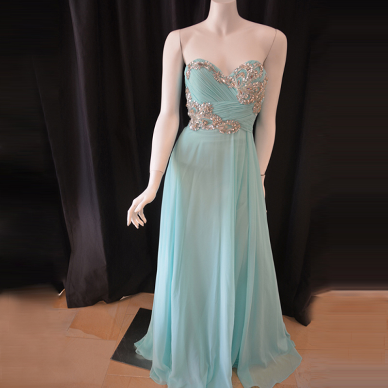 Light Blue Long Formal Occasion Dress With Crystals on Luulla