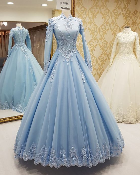 Light Blue Formal Occasion Dress With Long Sleeves on Luulla