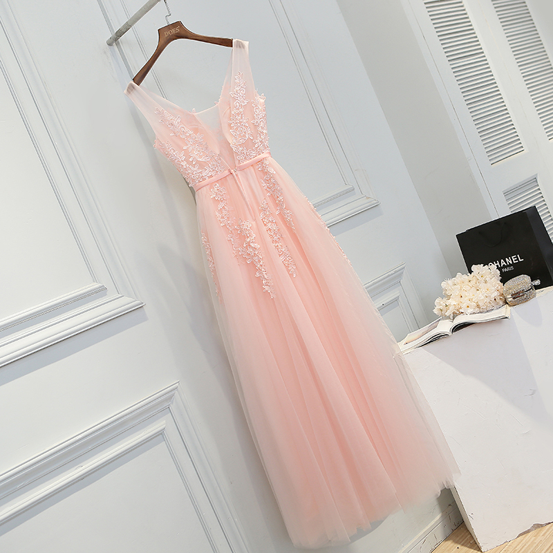 V Neck Long Pink Evening Dress Formal Dress on Luulla