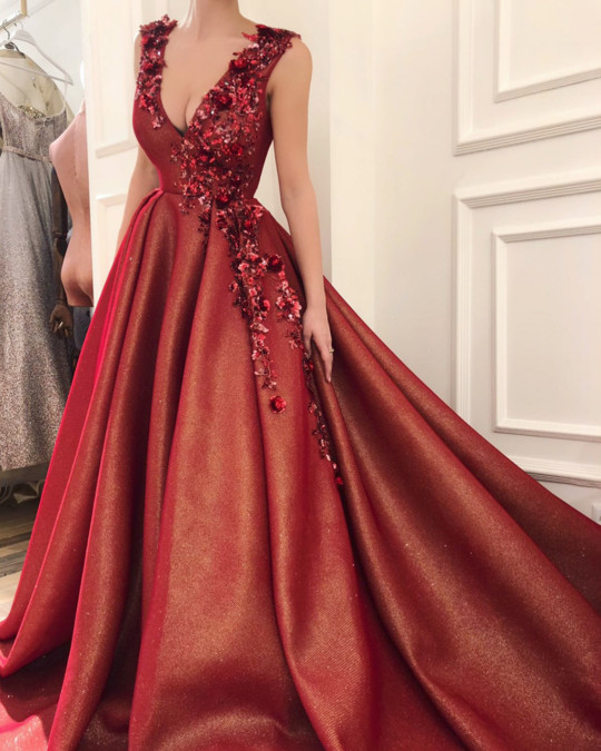 Red Appliques Ball Gown Prom Dress, Sweet 16 Dresses,quinceanera ...