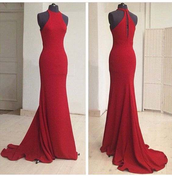 High Neck Sheath Prom Dresses Evening Gown with Beaded,DS14024