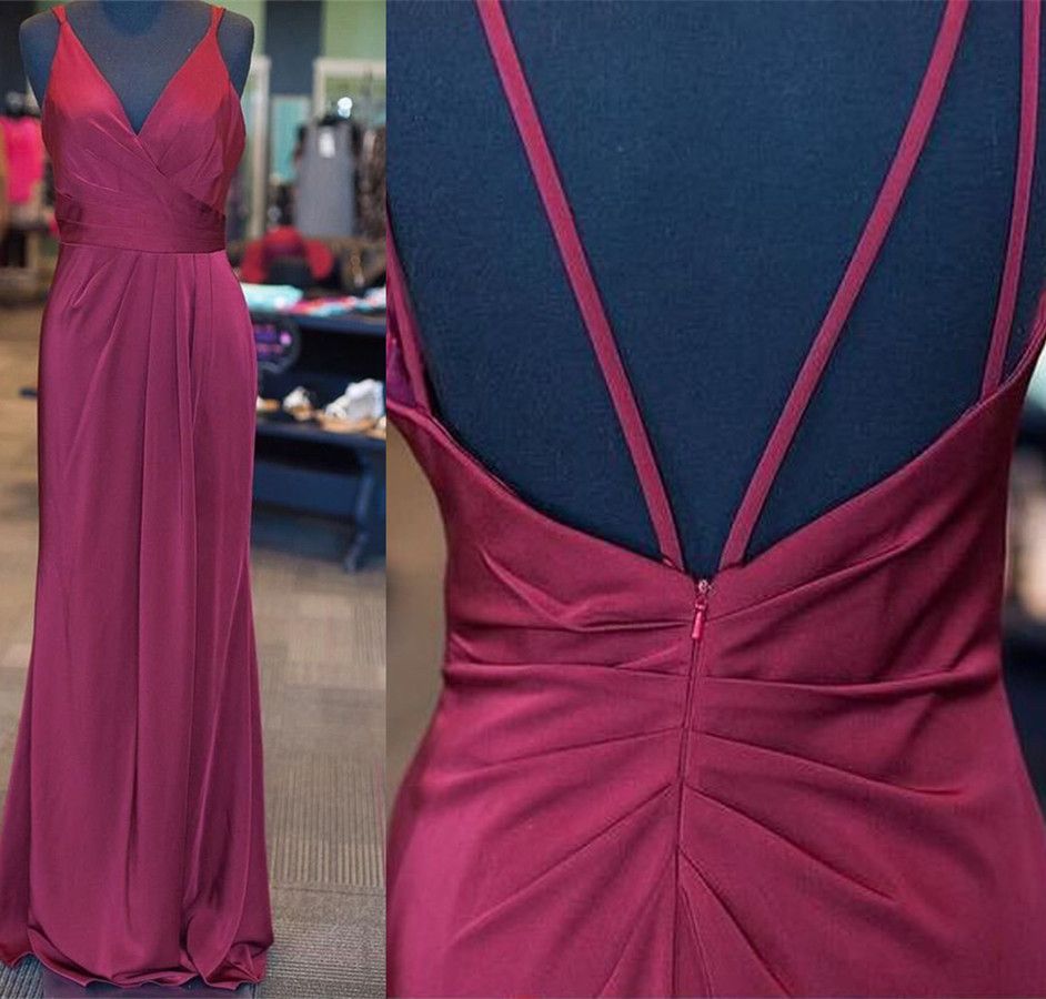 V Neck Sheath Prom Dress Open Back Evening Gown on Luulla