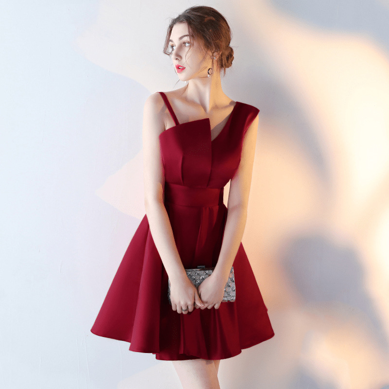 Asymmetric Short Party Dresses Red Black Hoco Dress For Women on Luulla