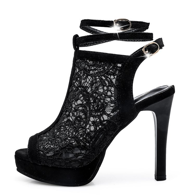 lace open toe heels