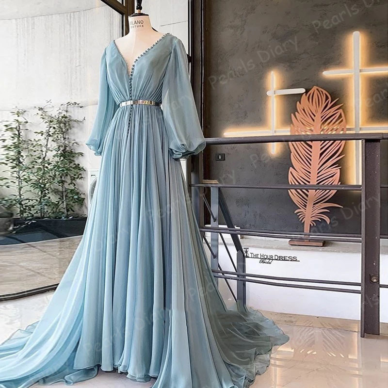 Aurora | Women's Boho V-Neck Chiffon Maxi Dress Long Sleeve