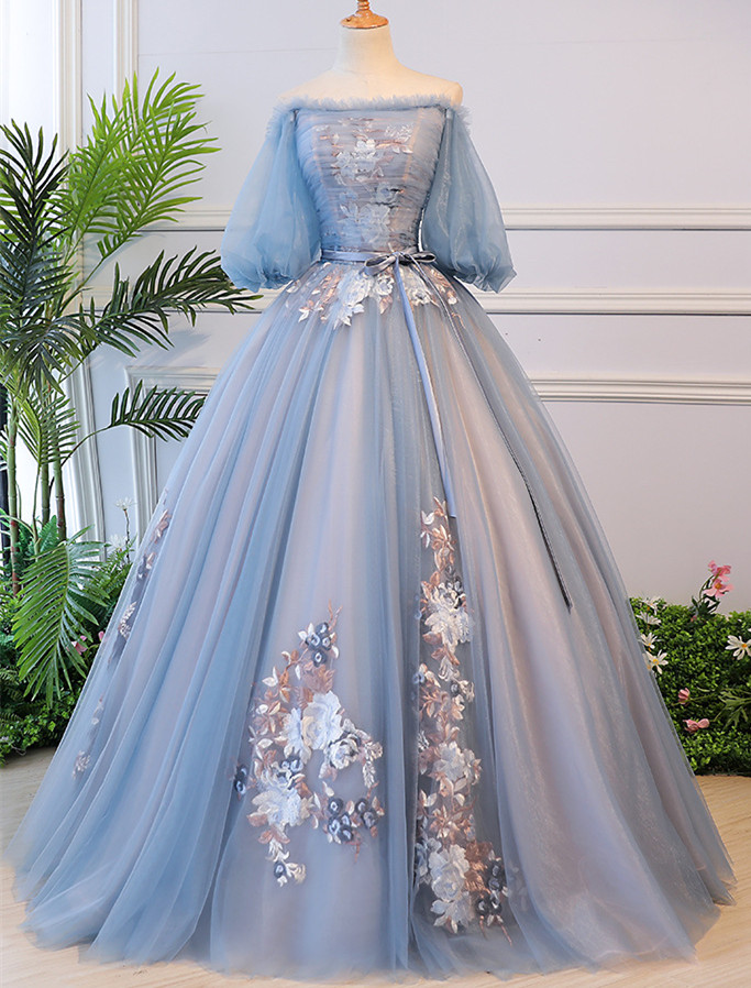 Latern Sleeves Long Special Occasion Dress Evening Gown With Embroidery ...