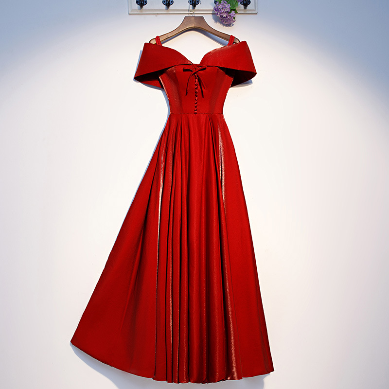 Off The Shoulder Simmer Red Vintage Women Dress on Luulla