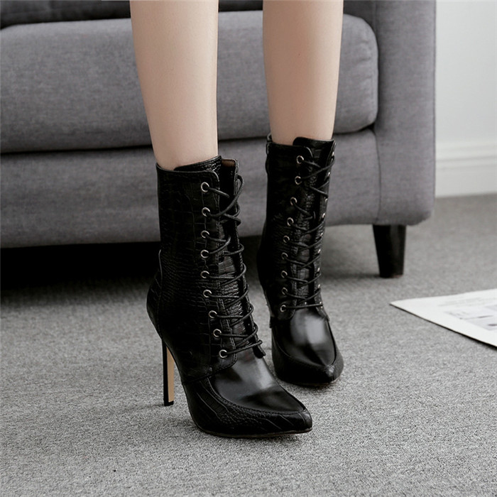 stiletto leather ankle boots