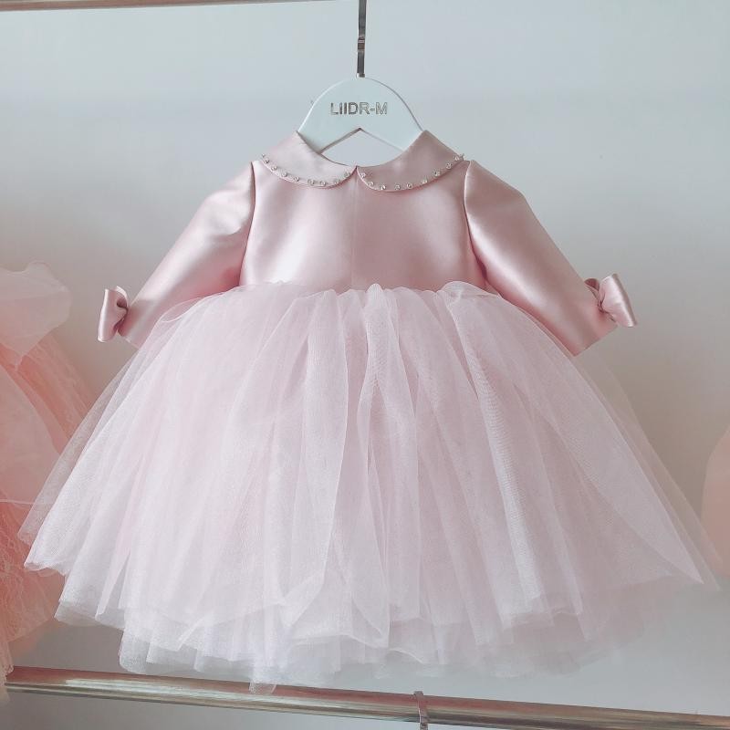 Satin Tulle Girl Dress With Back Bow on Luulla