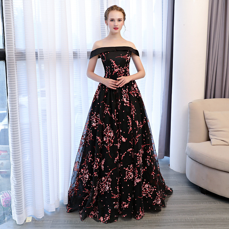 Off The Shoulder Floral Long Evening Gowns on Luulla