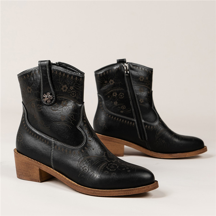 Black Side Zip Ankle Boots