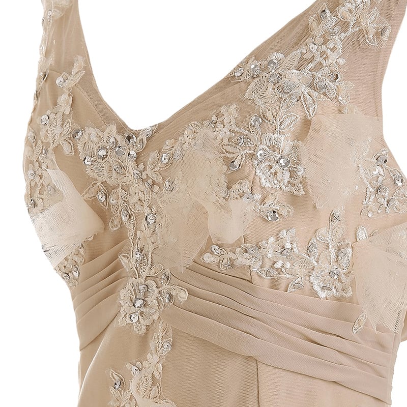 Gorgeous Champagne Sequin Deep V-Neck Mermaid Sparkly Formal Evening Gown DP7341 main image 1