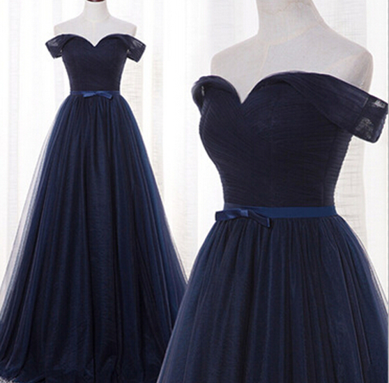 Off The Shoulder Navy Prom Dress Evening Gown on Luulla
