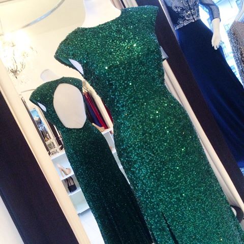 Emerald Green Sequined Beaded Long Formal Prom Dress,DP1065