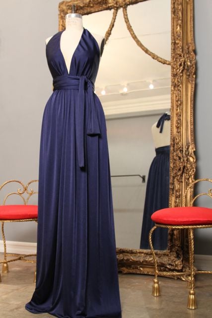 Sexy V Neck Halter Long Yellow Prom Dress Evening Dress cc2409 main image 1